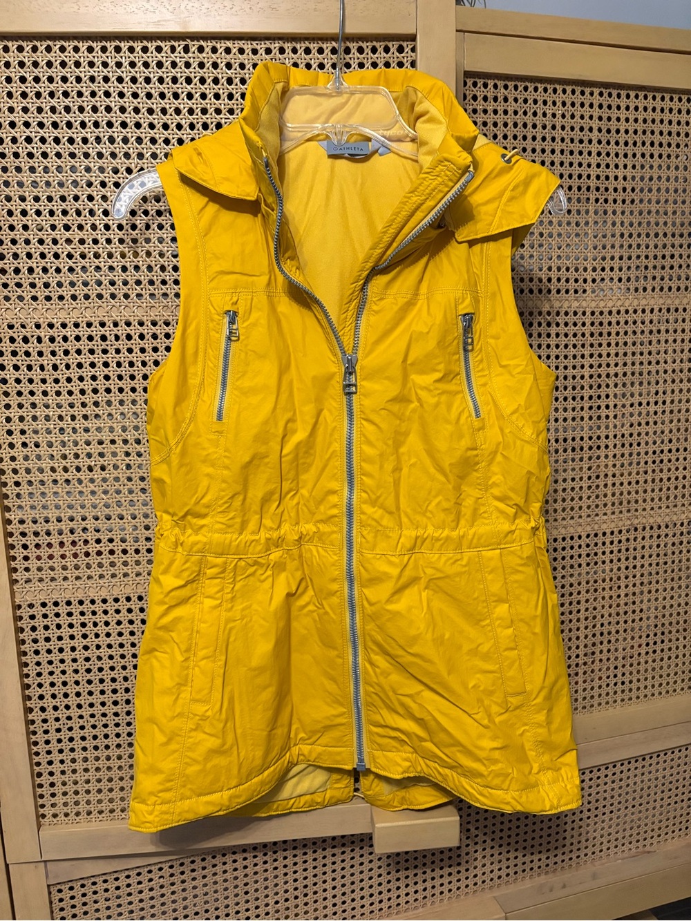 Athleta yellow lined hooded rain vest tunic xs